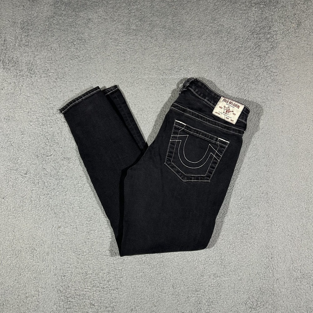 True Religion Women's 30 Jennie Curvy Black Mid-Rise Super Skinny Jeans #3746
